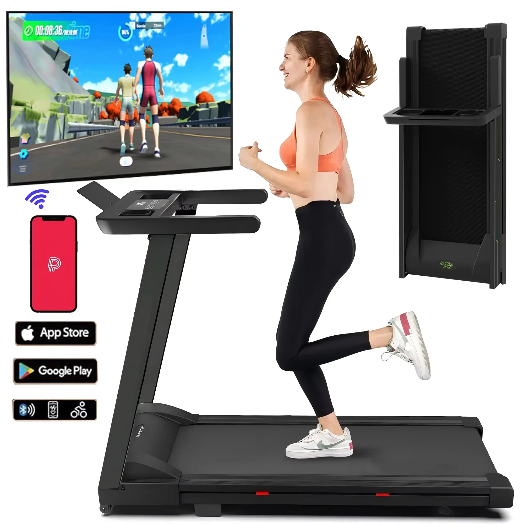 Electric APP Online Monitoring 7.5MPH Remote Control Foldable Quite Running Walkingpad for Home Portable 300LBS