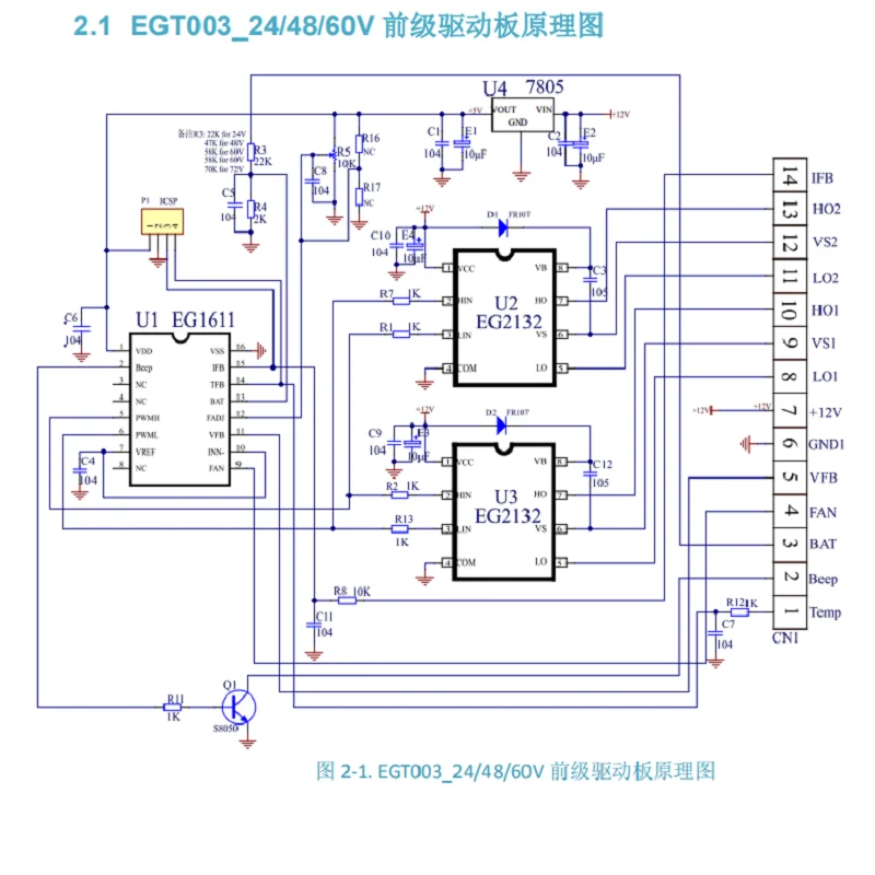 EGT003 (EG1611+EG2132) Full-Bridge Inverter Front Stage Drive Panel 24V/48V/60V J