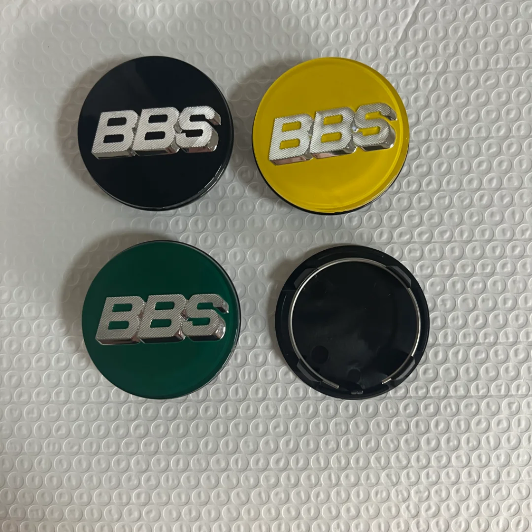 4 Tapas Centrales para Ruedas de Coche, Superficie Plana, 70 mm de Diámetro, Material Acrílico PMMA, Estilo BBS en Colores Rojo, Dorado, Negro y Plateado