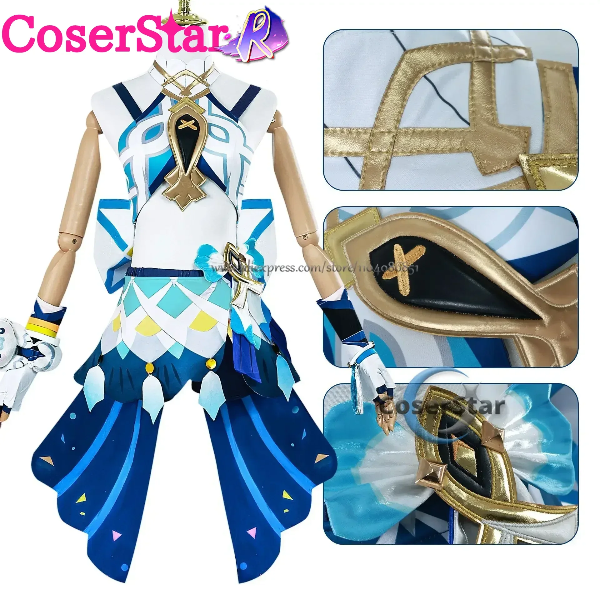 CoserStar-R Disponibile Natlan Mualani Costume Cosplay GenshinImpact Mualani Costume Cosplay Vestito Uniforme Parrucca Scarpe