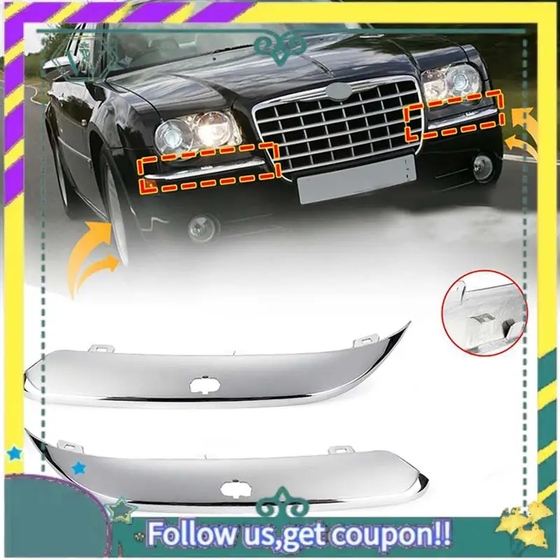 

Upgraded Front Bumper Lower Chrome Trim Strip Decorative Strip Cover W/Holes 04806124AA 04806125AA For Chrysler 300C 2005-2011