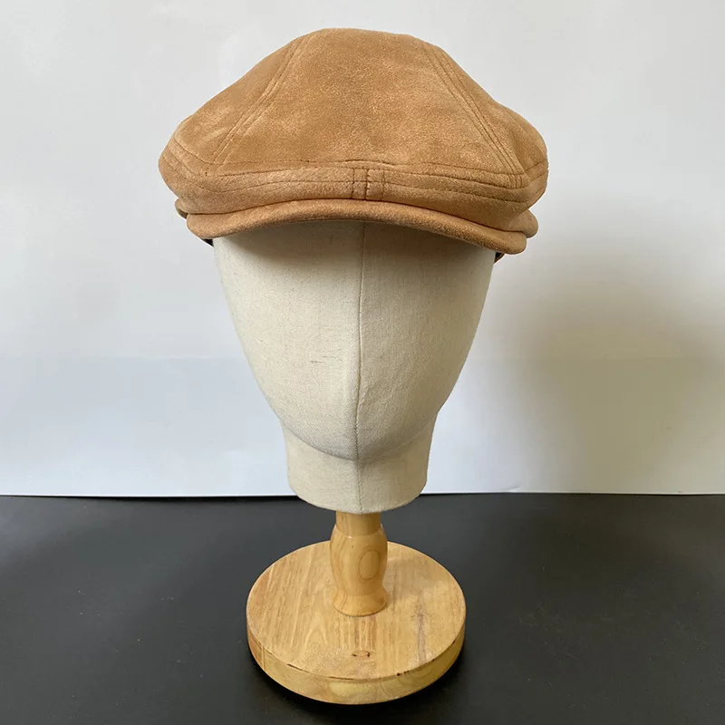 Men Autumn Winter Suede Camel Forward Cap, Women Beret Baseball Hat