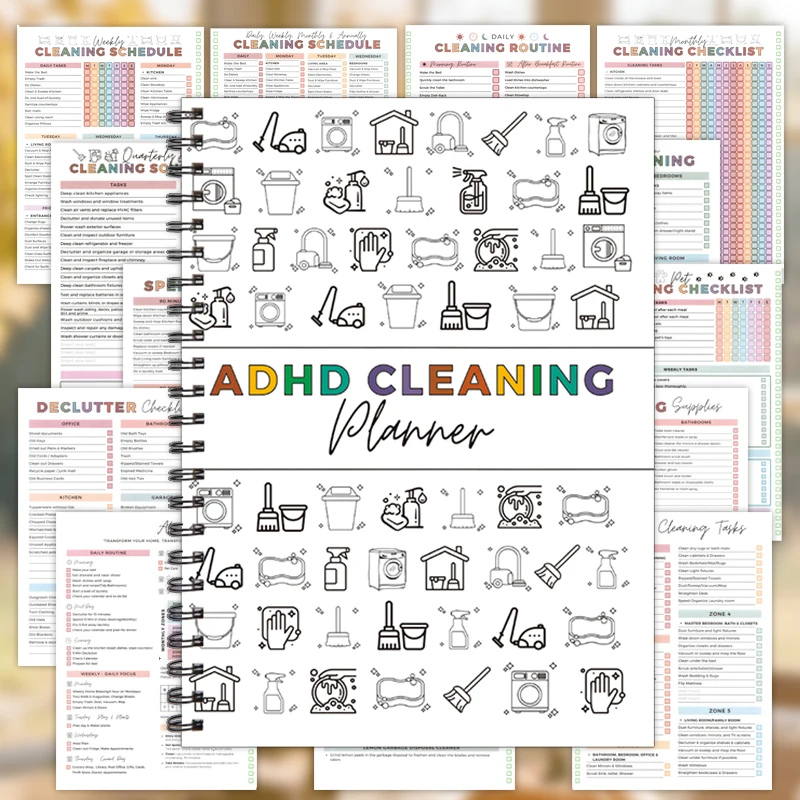 Household & Family Cleaning Schedule: Daily Weekly Planner for Home Organization & Chores Management