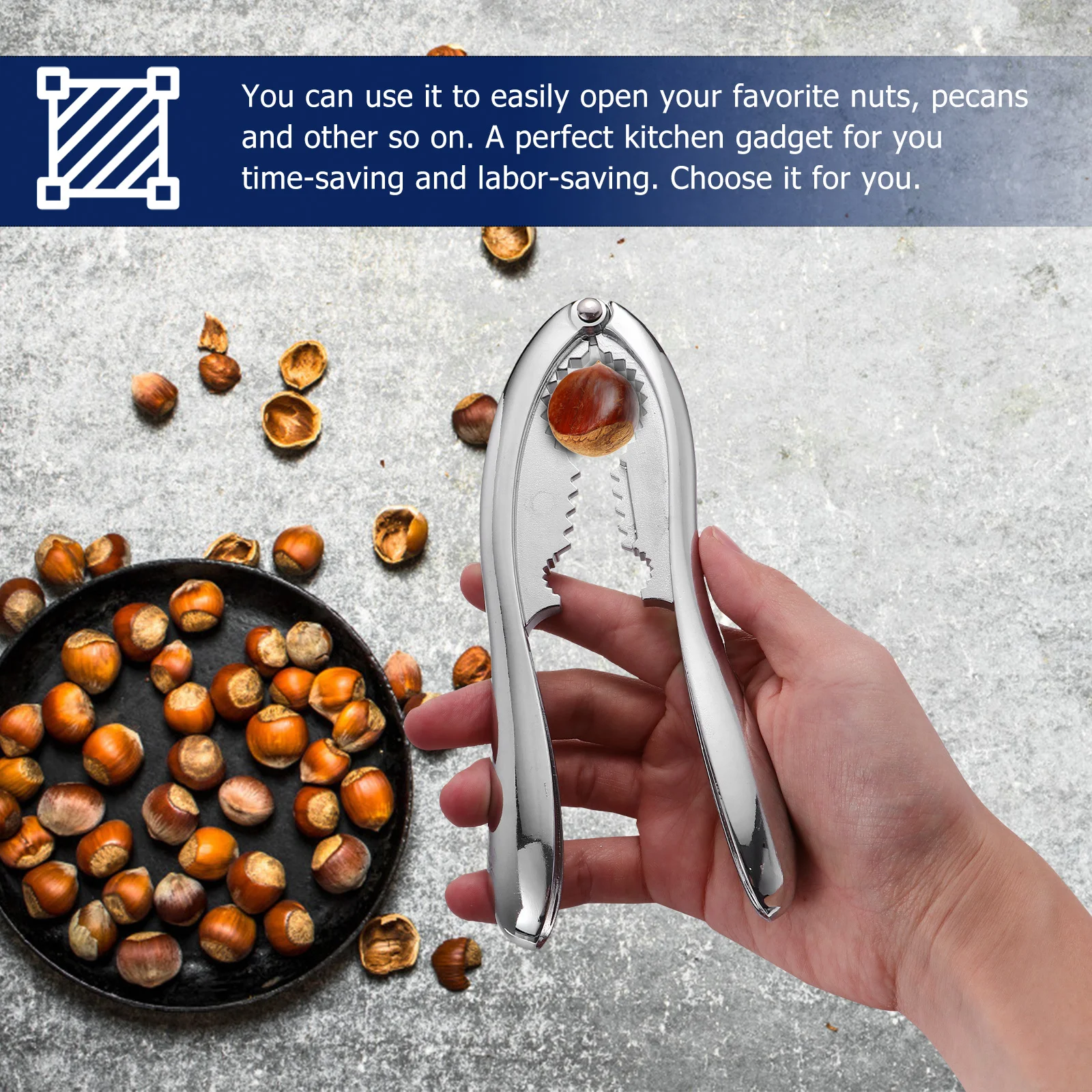 

1pc Walnut Clamp Nut Cracker Tool Zinc Alloy Handheld Kitchen Gadget For Pecans Hazelnuts Almonds Brazil Nuts Shelling Easy