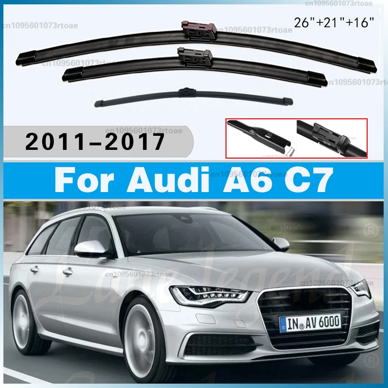 

for Audi A6 C7 2011-2017 LHD Front Rear Windshield Wipers Rubber Car Accessories 2012 2013 2014 2015 2016 3PCS Car Wiper Blades