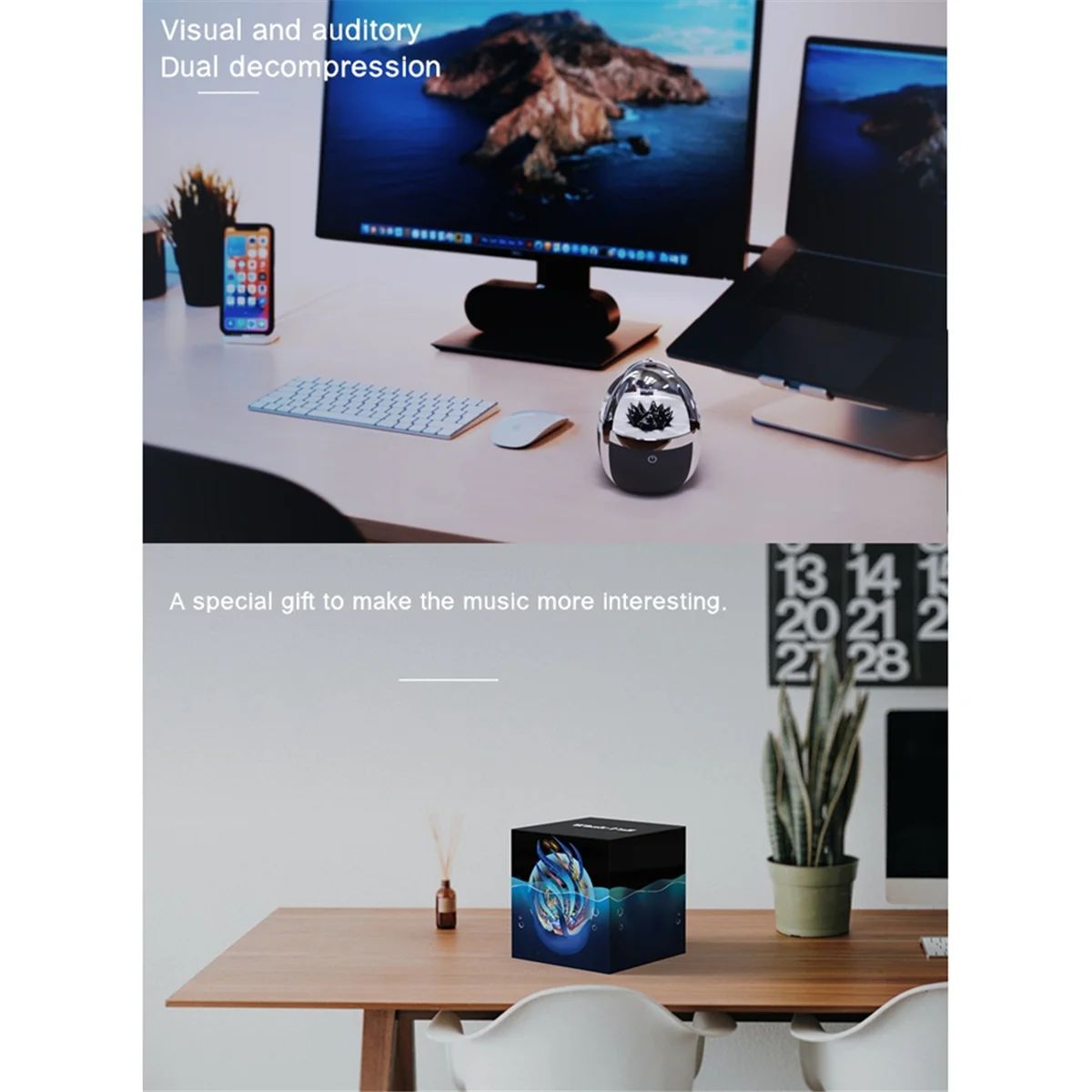 Reliable-Magnetic Fluid Speaker Bluetooth 5.0 with Music Rhythm Visuals HIFI Sound Quality Wireless Speaker-ABDQ