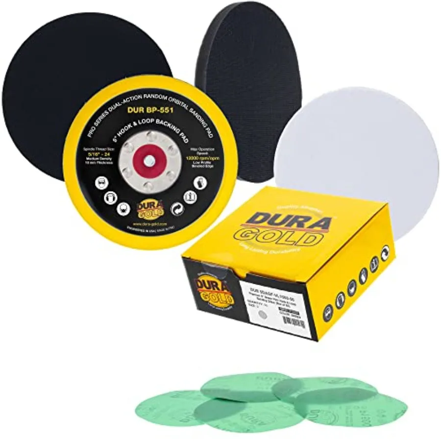 

5" Sanding Discs - 1500 Grit Hook and Loop DA Backing Plate and Soft Density Interface Pad