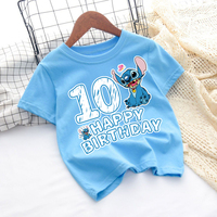 Stitch Disney Children T Shirt Happy Birthday Boys Girls Clothes Tops Kids Party Clothing Short Sleeve Summer Clothes Cute Gifts