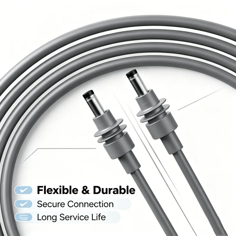 2M DC to DC Power Cable 18AWG Tinned Oxygen-Free Copper Wire 12V-24V Gray DC Male to Male Power Cord for Monitor LED Light