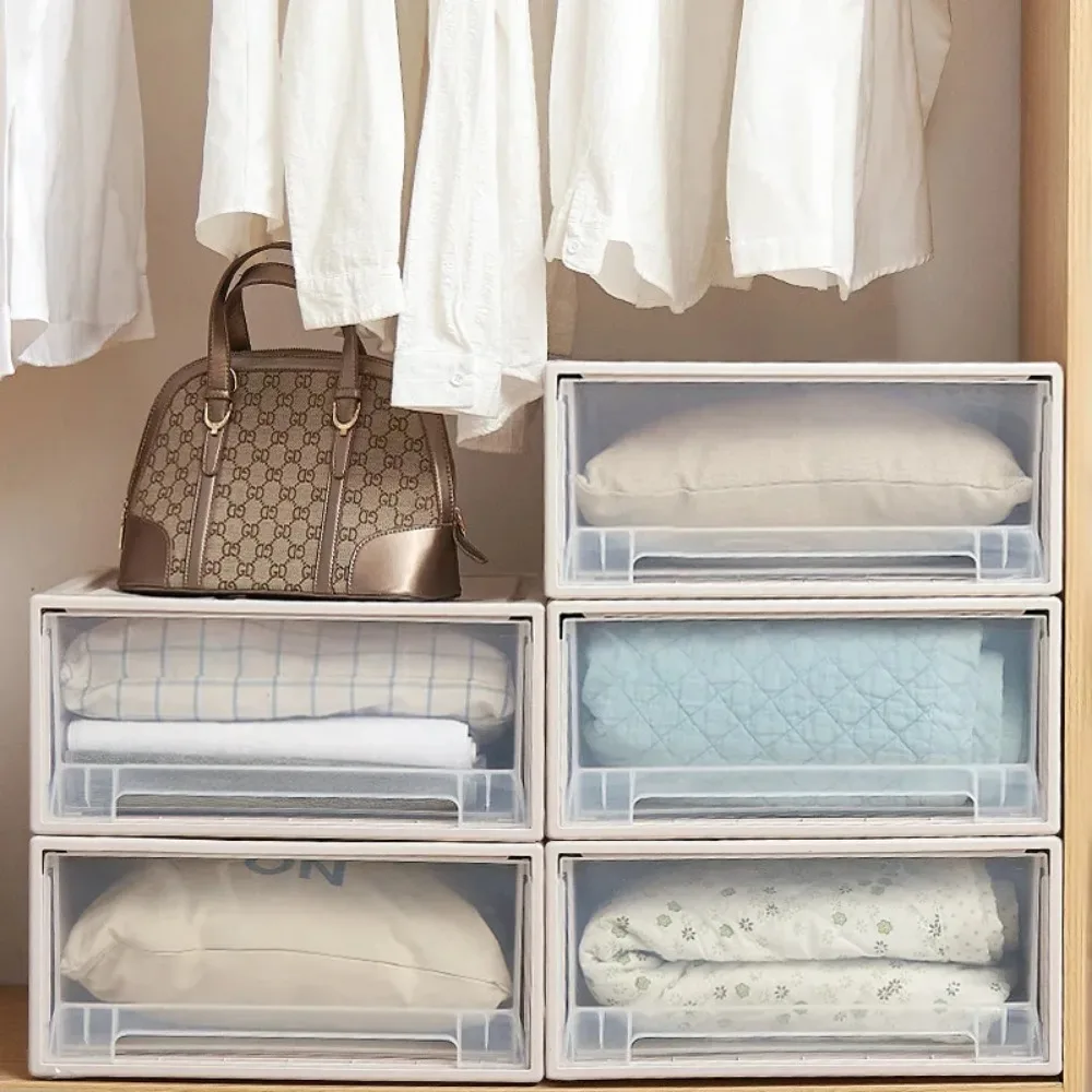 5/13L Stackable Drawers Storage Box Plastic Room Wardrobe Sundries Organizer Transparent Household Cabinet Closet Storage Box