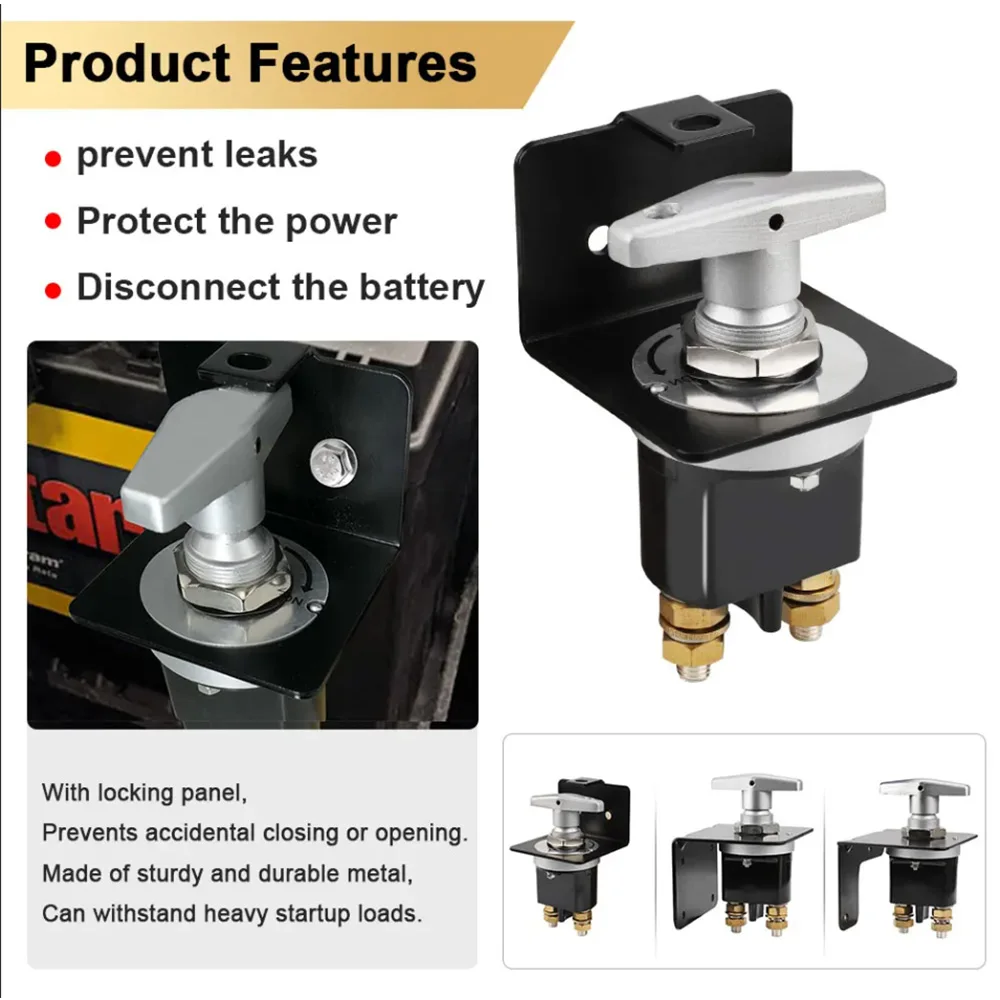 1500A Heavy Duty Battery Kill Mass Switch Battery Circuit Cutter Disconnecter Isolator With Keyhole For RV Camper Van Truck Boat