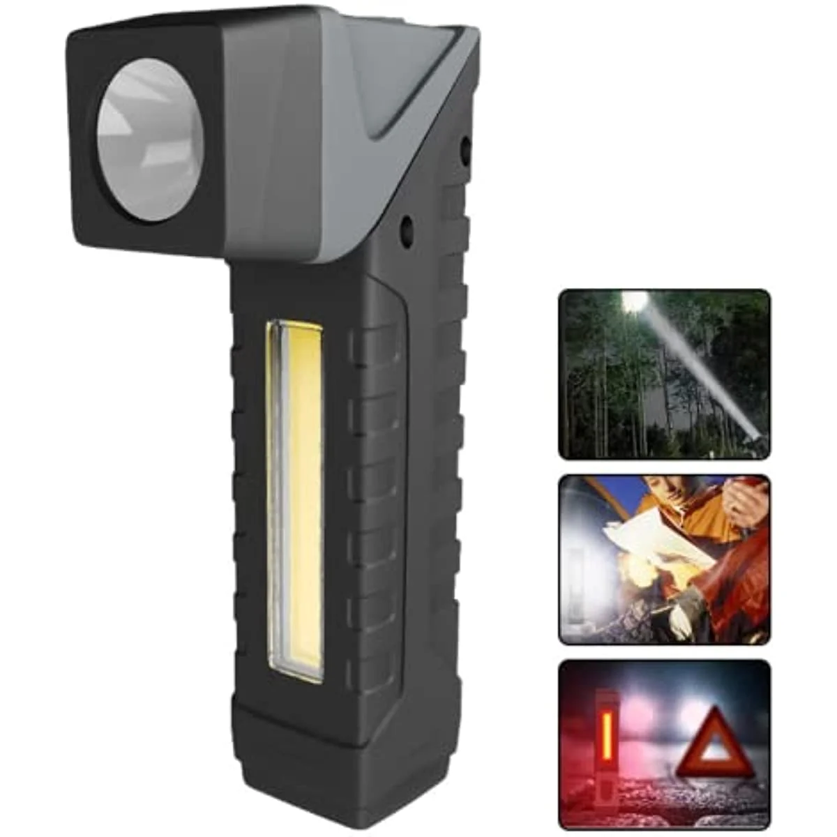 Portable USB Rechargeable with Battery Torch 90-degree Rotatable Flashlight  Multifunctional Lighting Outdoor Camping Lantern