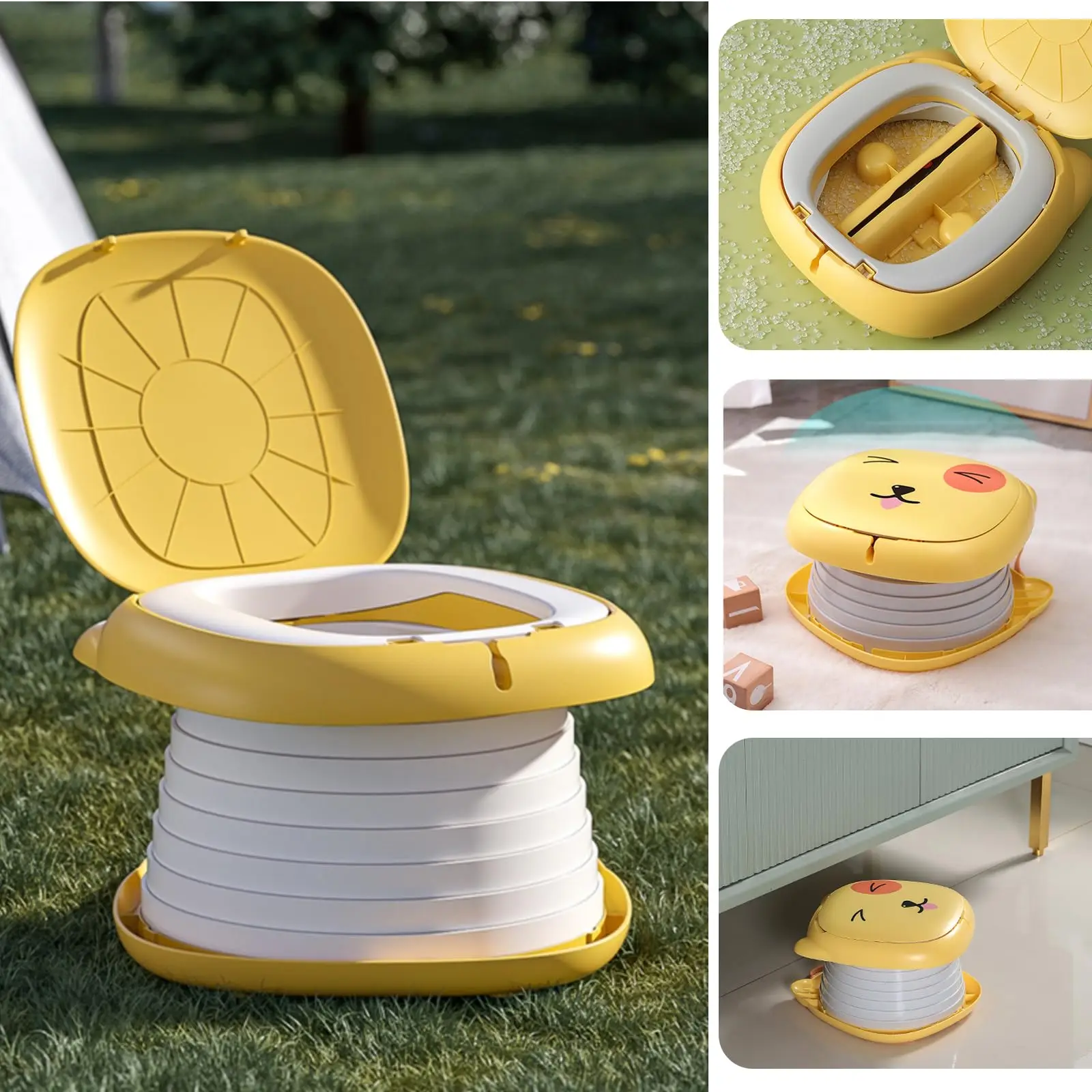 Toddler Travel Potty Portable Foldable Outdoor Indoor Training Toilet for Baby Boy Girl Kid Emergency Potty Seat with Waste Bag