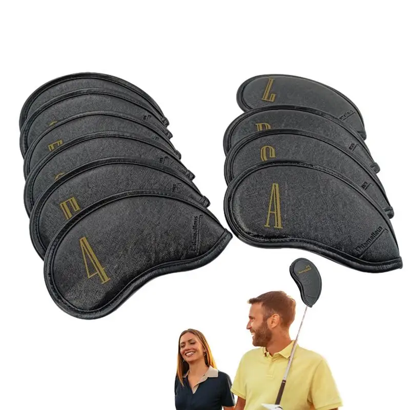 

Iron Covers For Golf Clubs 10pcs Iron Head Covers PU Leather Club Covers Head Covers Waterproof Iron Headcover Wedge Golf Iron