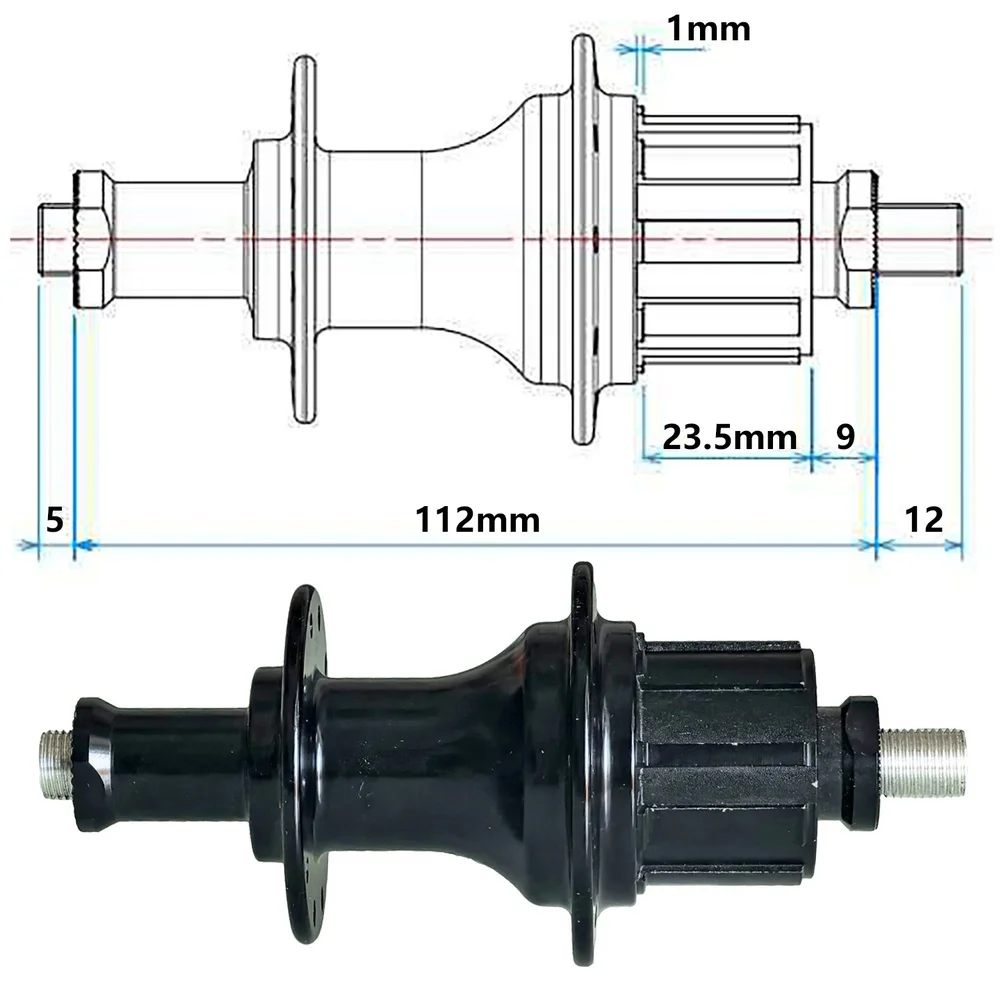 Aluminum Alloy 20H Rear Hub 4 Bearings 112mm O.L.D For Brompton 3Sixt Folding Bike 5 6 7 Speed Cassette Freehub view 3