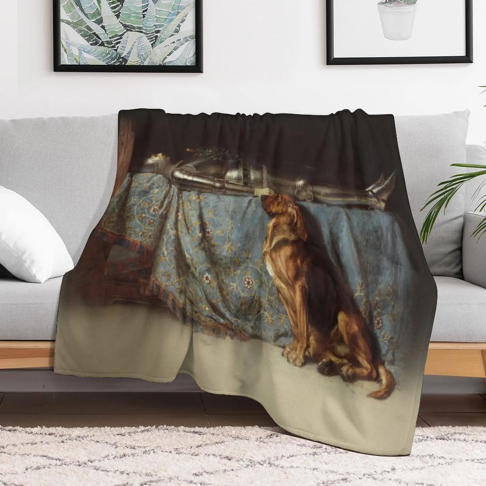 

Requiescat Rest painting by Briton Riviere 1888 The Dog and the Dead Knight HD Throw Blanket For Baby Blankets