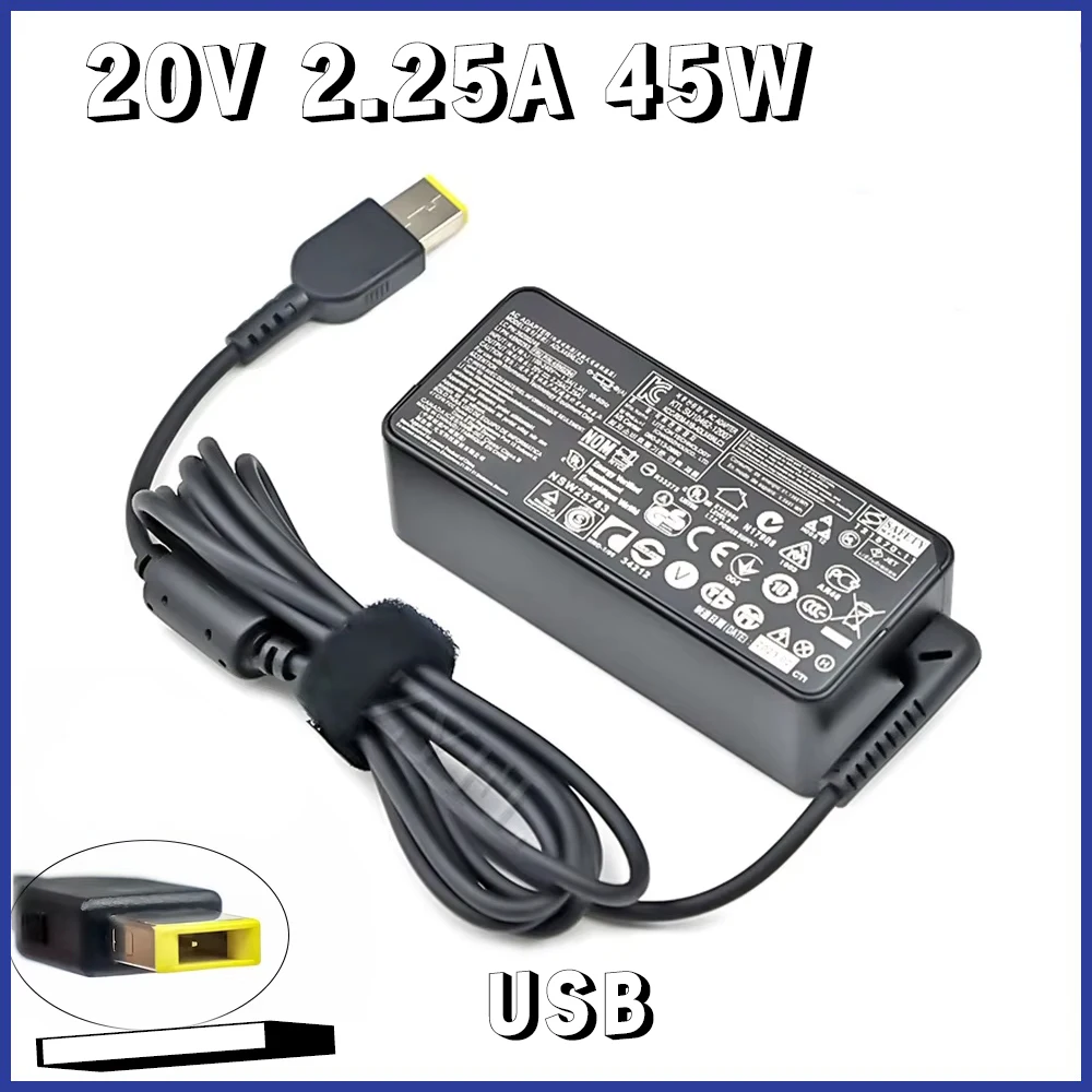 Cargador Adaptador de Corriente para Portátil 20V 2.25A 45W para Lenovo Thinkpad ADLX45NLC3 ADLX45NDC3A ADLX45NCC3A 0C19880 59370508 ADLX45NLC3A