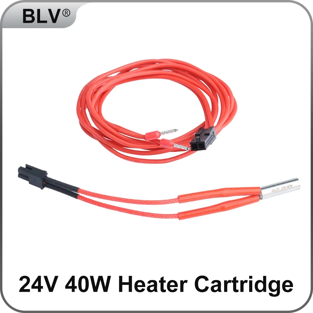 

BLV®3D Printer 6*20MM 12V/24V 40W Heater Cartridge 1M for PT100 V6 HOTEND Volcano CR10 MK8 MK9 ender 3 dragon MATRIX