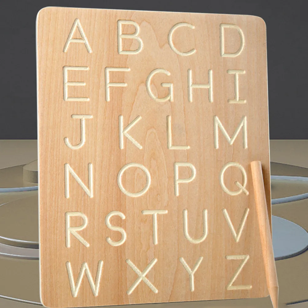 1Set Alphabet Tracing Wooden Board Kids Learning Plaything Letter Recognition Writing Practice Spelling Educational Kids Gift