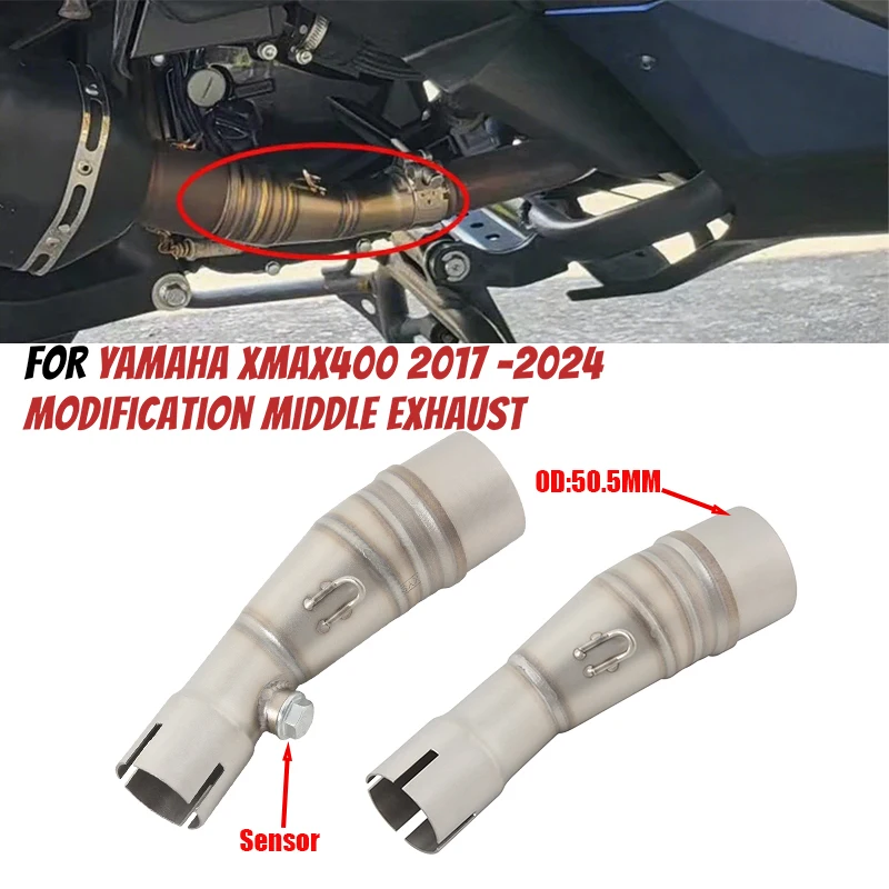 

For YAMAHA XMAX400 XMAX X-MAX 400 2017 - 2022 2023 2024 Motorcycle Exhaust Escape Systems Middle Link Pipe Connect 51mm Exhaust