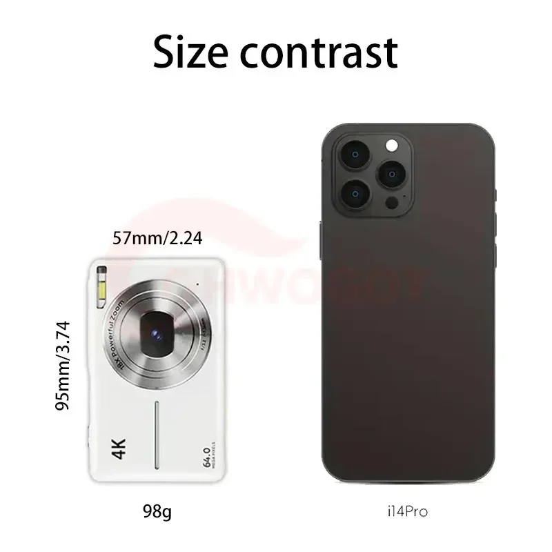 4K HD Mini Digital Camera 2.4 2.8Inch Screen Student Digital Camcorder 64M Pixels Auto Focus 18x Zoom Photography Outdoor Travel