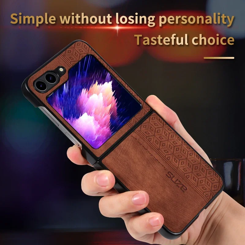 Luxury PU Leather Mobile Phone Case For Samsung Galaxy Z Flip 6 5 4 3 Bumper Coque Back Cover For Galaxy Z Flip 5 4 3