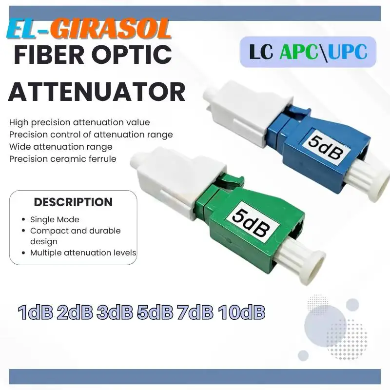 1 dB 2dB 5dB 7dB 10dB Fixed LC Fiber Optic Attenuator 10PCS/Lot Single Mode Plug-In LC APC / LC UPC Optical Network Test