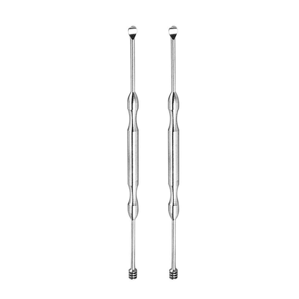 

2Pcs Spiral Ear Spoon Stainless Steel Massage Durable No Rust Skid Resistance Ear Cleaner Tool Effective Wax Removal