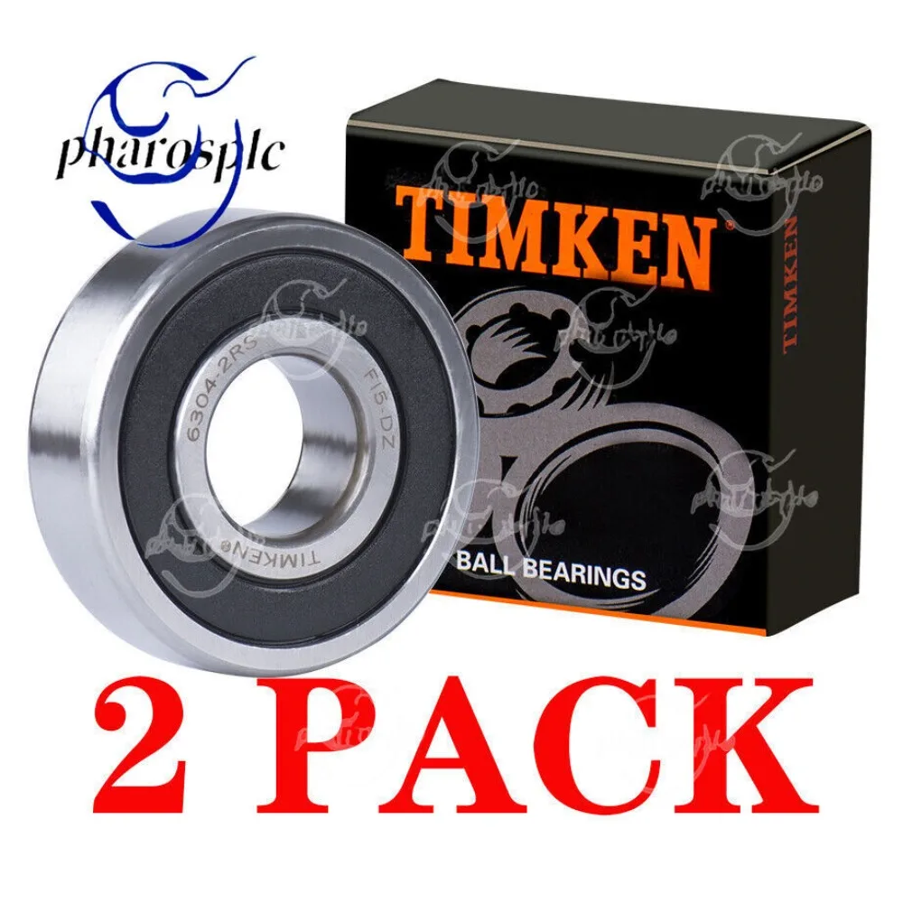 

(2 PACK) TIMKEN 6304-2RS 20X52X15MM Double Rubber Seal Ball Bearings