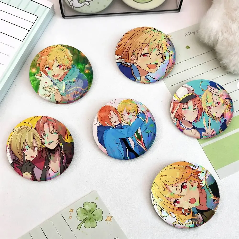 Ensemble Stars Leo Nazuna Nito Hinata For Badge Custom Laser Hologram Enamel Pin Badge Metal Lapel Brooch For Clothes Bag Gift