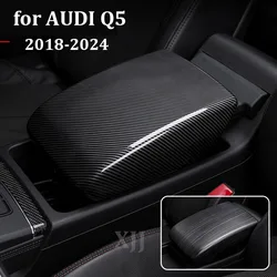 For Audi Q5 2021 2022 2023 2024 2025 2019 2020 Armrest Case Central Rest Box Carbon Fiber Sheath Shell Gear Cover Accessories