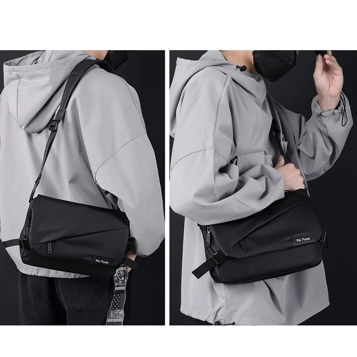 High Density Nylon Man Casual Sling Messenger Bag Shoulder Large Capacity Lightweight Crossbody Travel Works Tablet Daypack Bag
