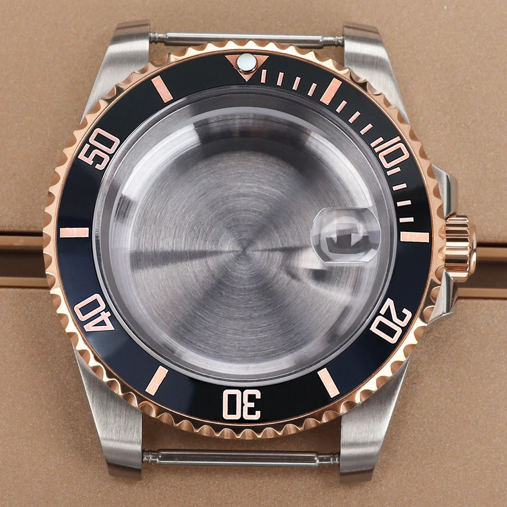 

Rose Gold 40mm 20ATM Diver Watch Case For 28.5mm Dial NH35 NH36 NH38 NH34 Miyota8215 Eta2824 Movement Watch Spare Part 120clicks