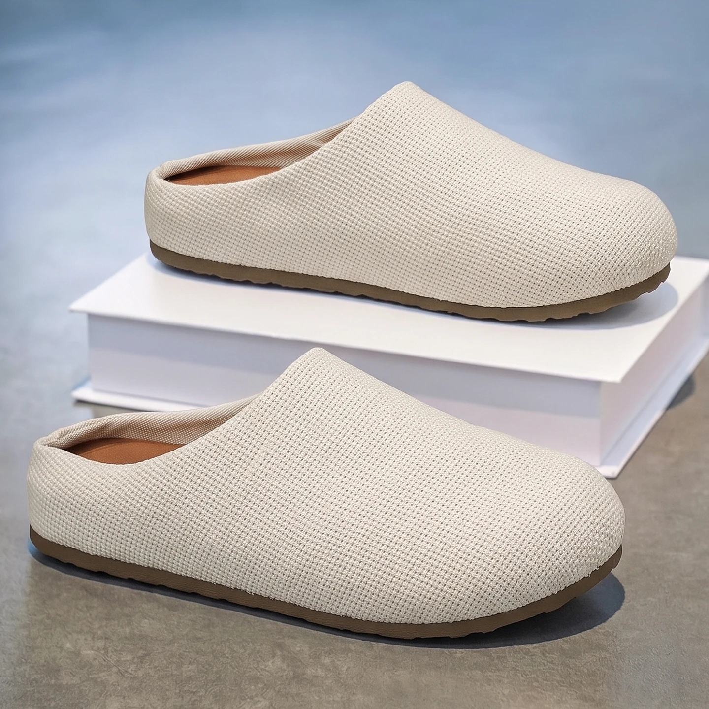 Men's Mule Slippers Backless Soft Sole Slip On Shoes, Anti Slip Outdoor Casual Shoes for Driving Work，Linen Half Slippers