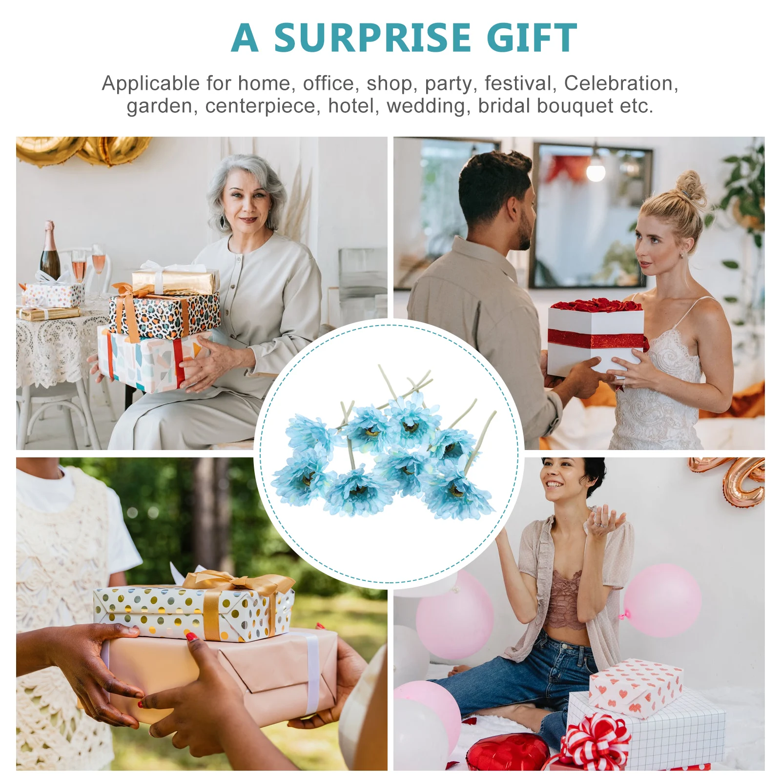 

8pcs Artificial African Daisy Fake Stem Flowers For Home Decor Simulation Flower Arrangement Prop Lifelike Gerbera Daisies