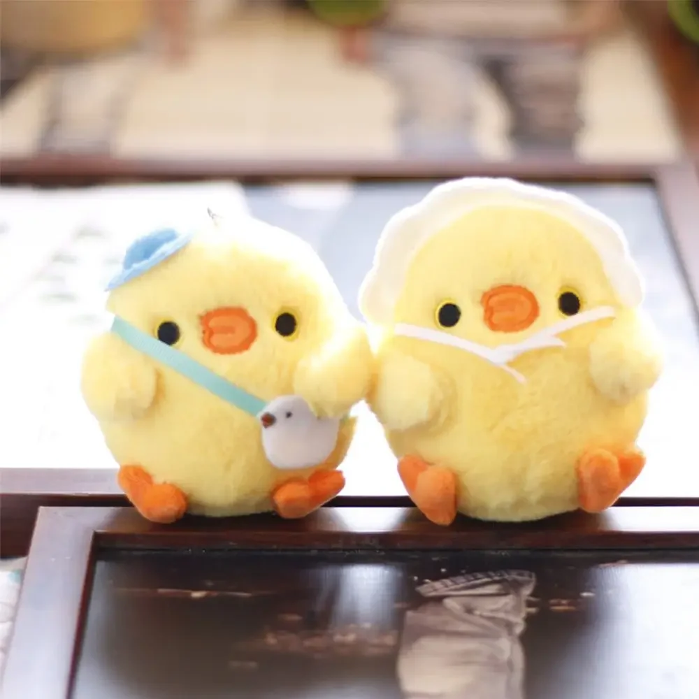 Cartoon Plush Chicken Doll Toys Keychain Sweet Cute Stuffed Duck Bag Pendant Charms Car Keyrings for Women Couples Cute Gifts