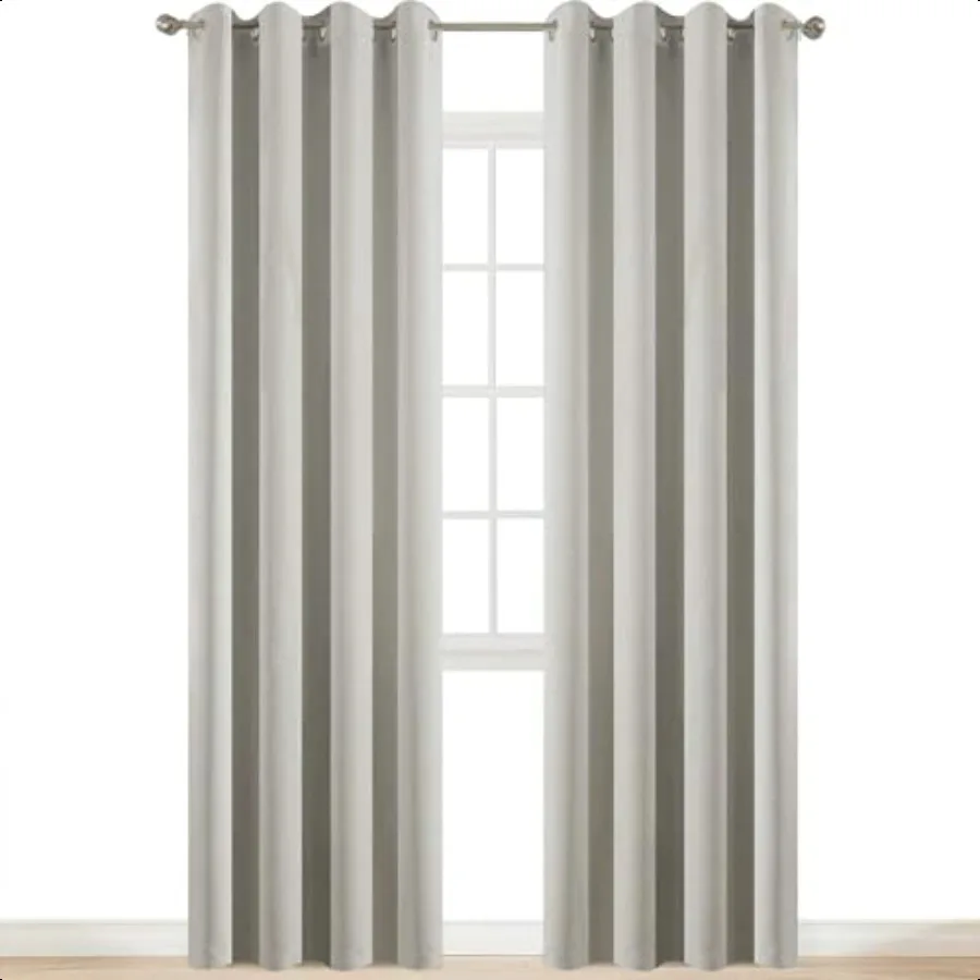 

Room Darkening Thermal Insulated Light Blocking Blackout Curtains 2 tie Backs Included 52Wx84L Light Beige 2 Panels