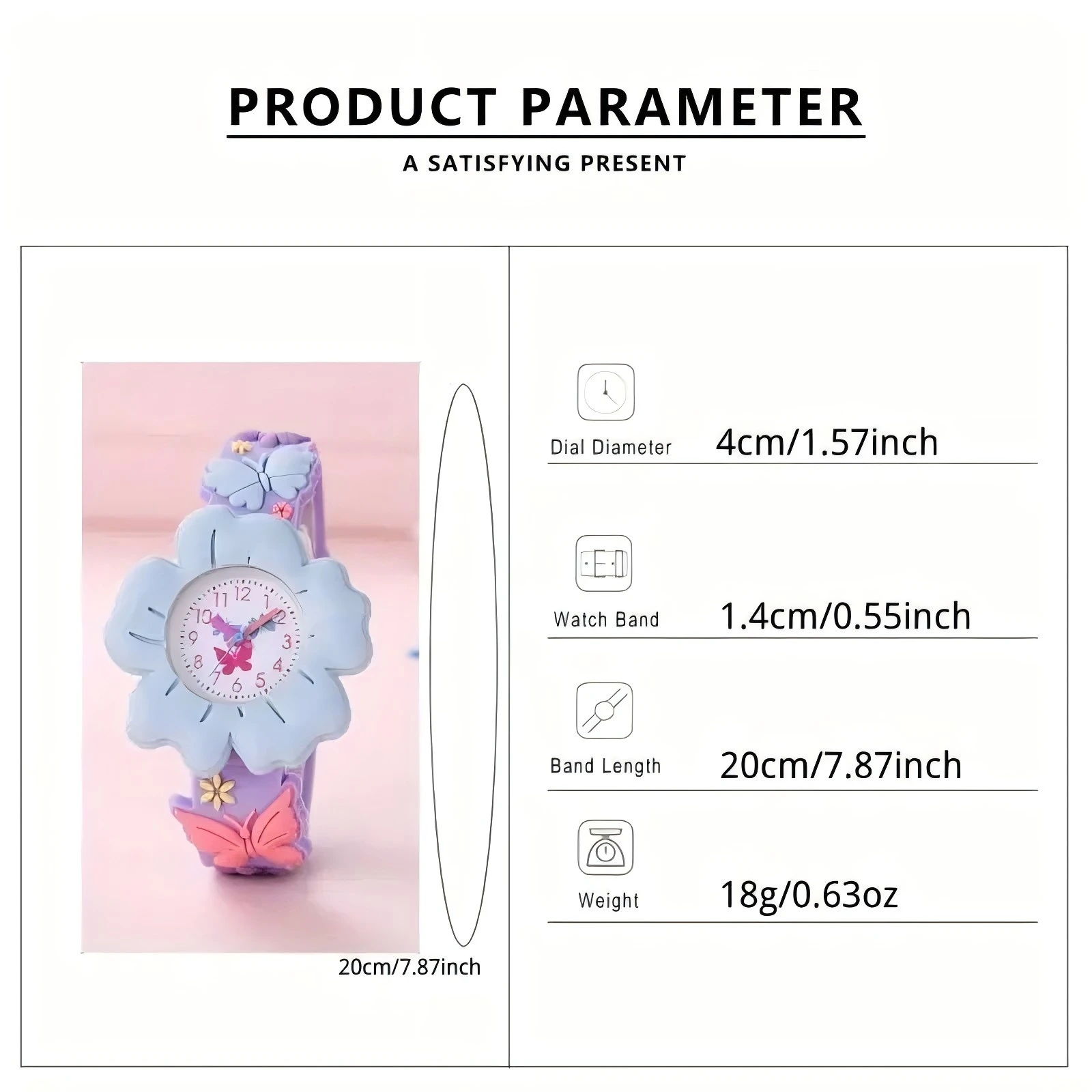 Cute Girls 3D Flowers and Butterflies Cartoon Watch - Soft PVC, Skin-friendly Silicone Strap, Quartz Movement, Not Waterproof