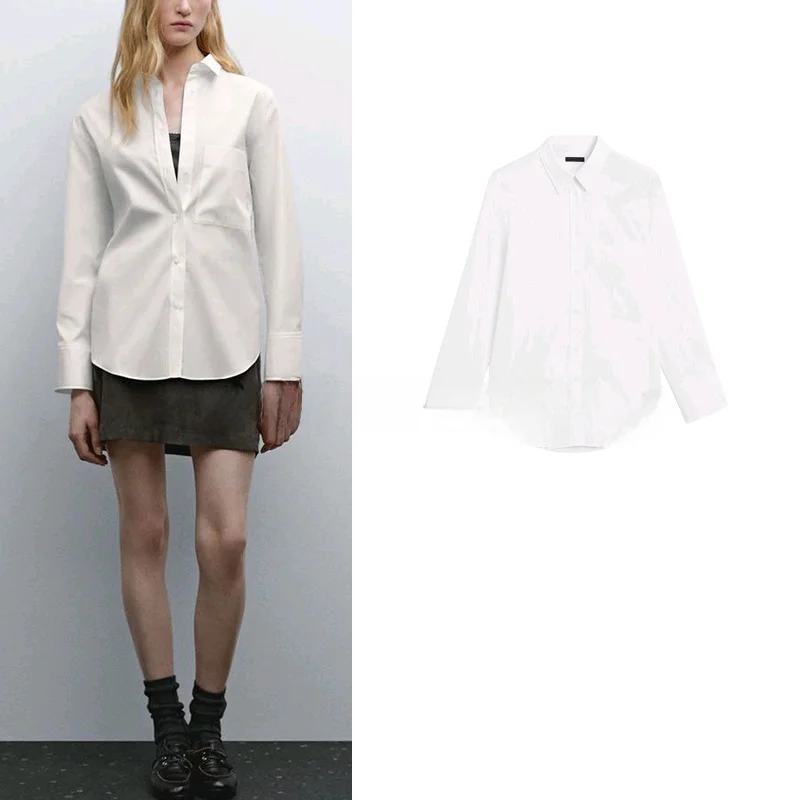 

New Spring Women's High nce Commuter Sle Pure Cotton Long Sve irt Collar Upper Apparel 569869