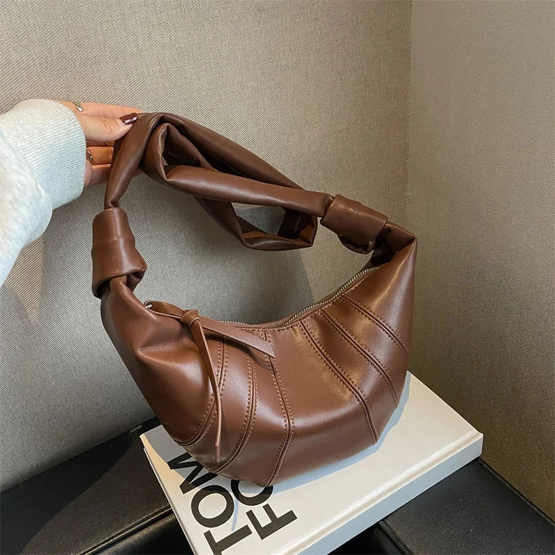 

Ox Horn Bag PU Leather Niche Commuting Versatile Dumpling Crossbody Bag Simple Casual Large Capacity Messenger Purse Hobo Bag