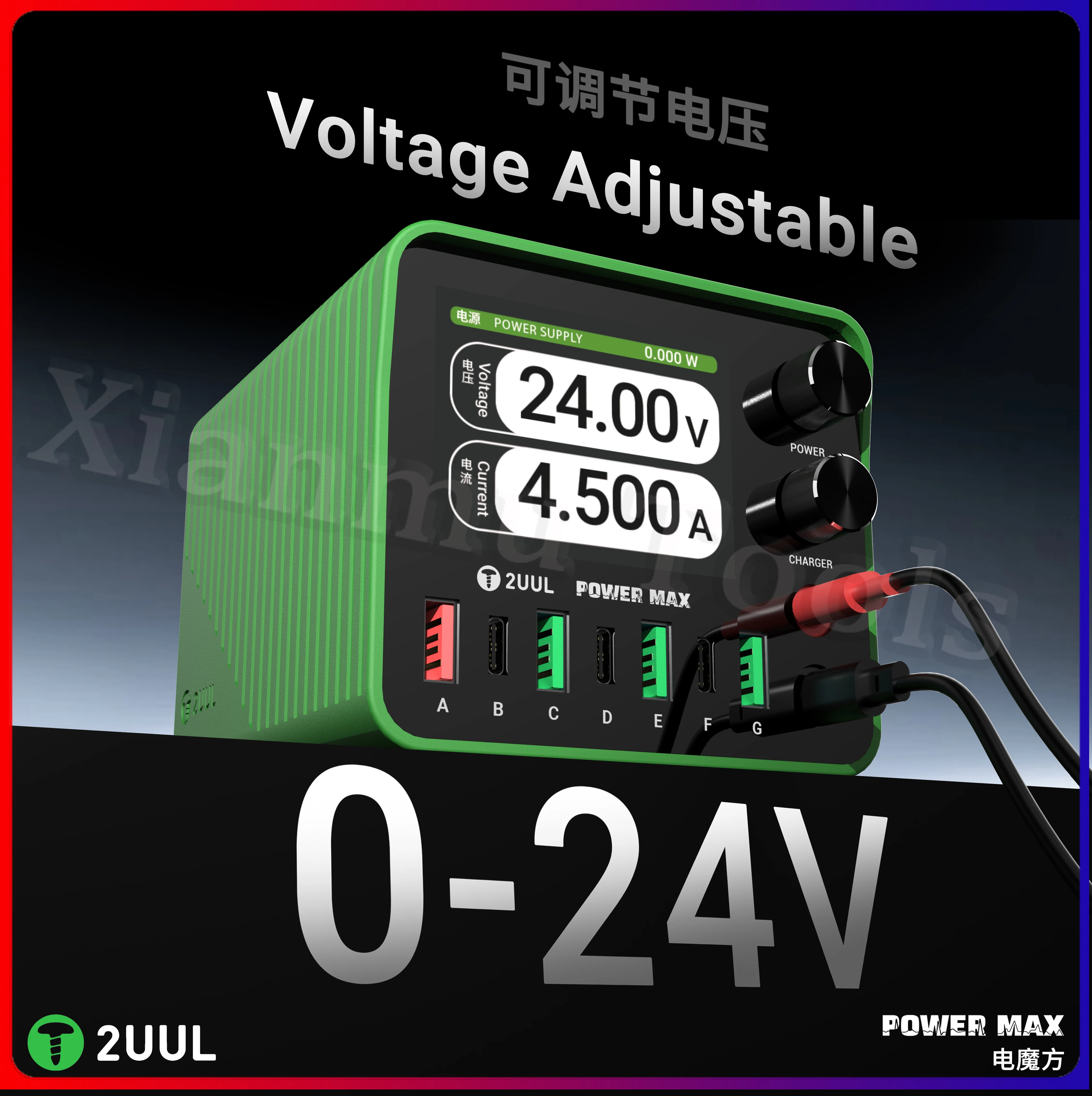 

2UUL PC01 Power Max 200 Вт Ремонтная станция 65 Вт Максимальное однопортовое зарядное устройство Источник питания с регулируемым напряжением для зарядки телефонного устройства