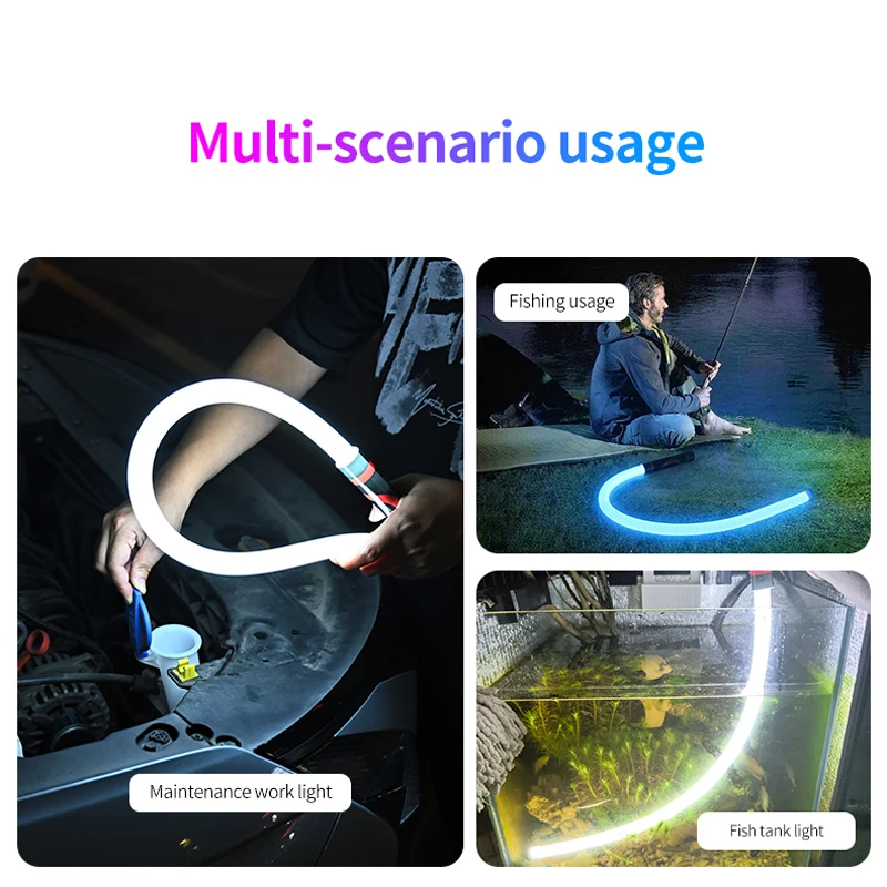 Flexible Bendable LED Work Light Stick Rechargeable Handheld Auto Repair Inspection Lamp, Long Lasting Multifunctional Flashligh