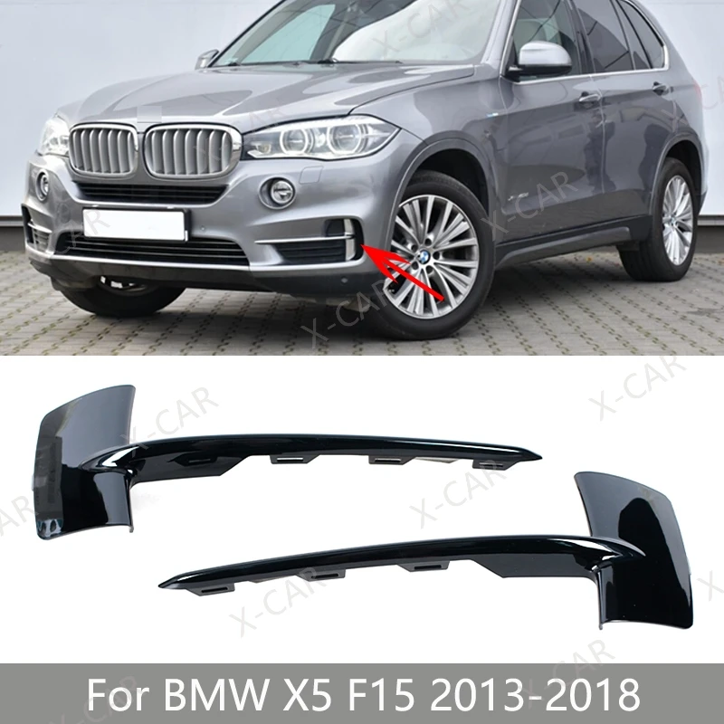 

2PCS For BMW X5 F15 2013 2014 2015 2016 2017 2018 Front Bumper Lower Fog Light Grille Trim Strip Cover 51117325395 51117325396