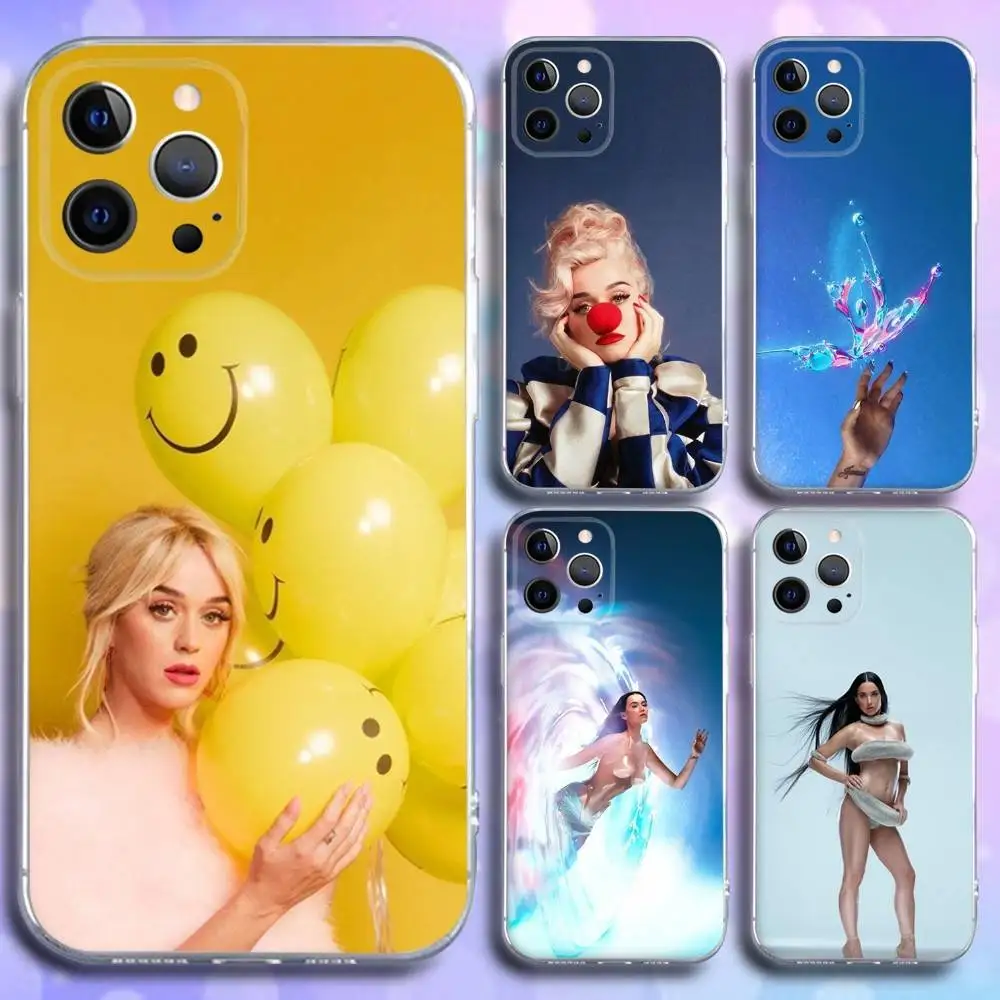 

K-Katy Smile P-Perry Phone Case For iPhone 16e,16,15,14,13,12,11 Plus,Pro,Max,XR,XS,X,Plus,SE,Mini Transparent Soft Cover