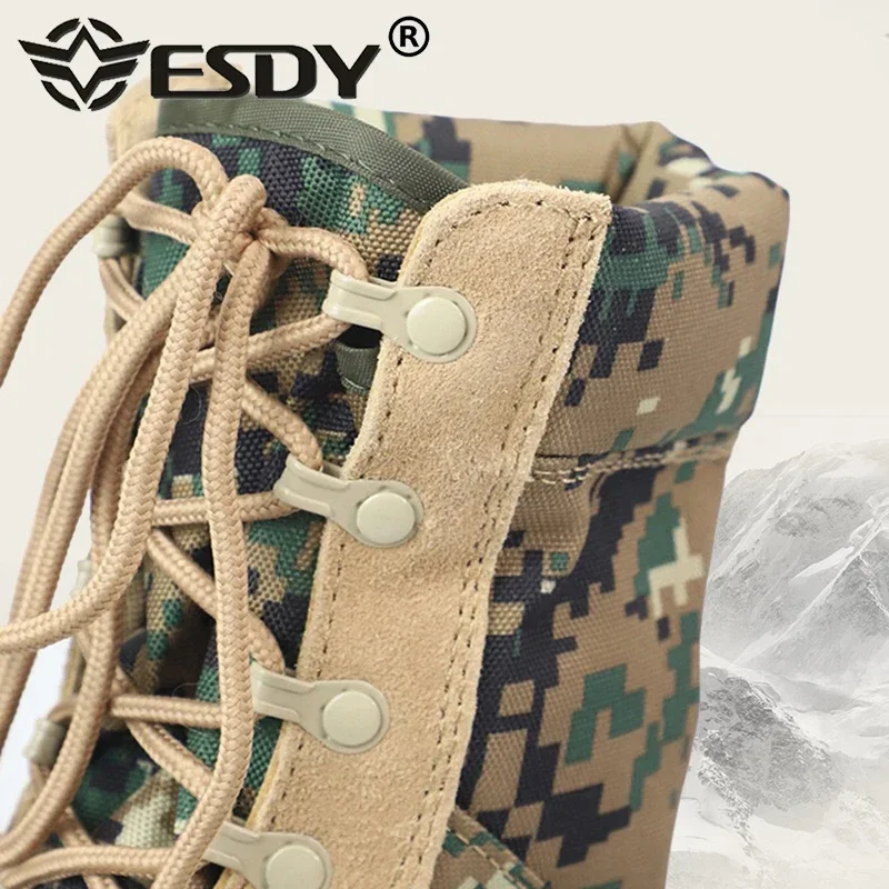 Camouflage Ankle Boots Men Outdoor Genuine Leather Panama Soles Tactical Combat Boots Hunting Work Boot Man Hiking Shoe 47