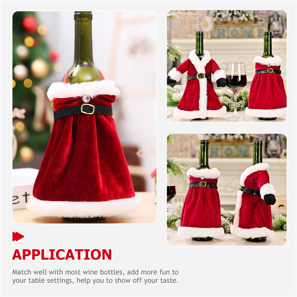 

LABRIMP 2pcs Christmas Wine Bottle Decorations Santa Knitted Sweater Sleeve Holiday Red Cloth Ornament
