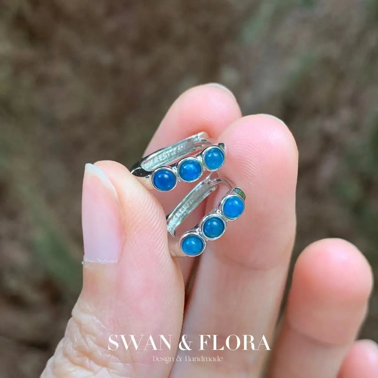 

Natural Blue Apatite 925 Sterling Silver Stud Earrings For Women Jewelry Gift Simple Jewelry Green