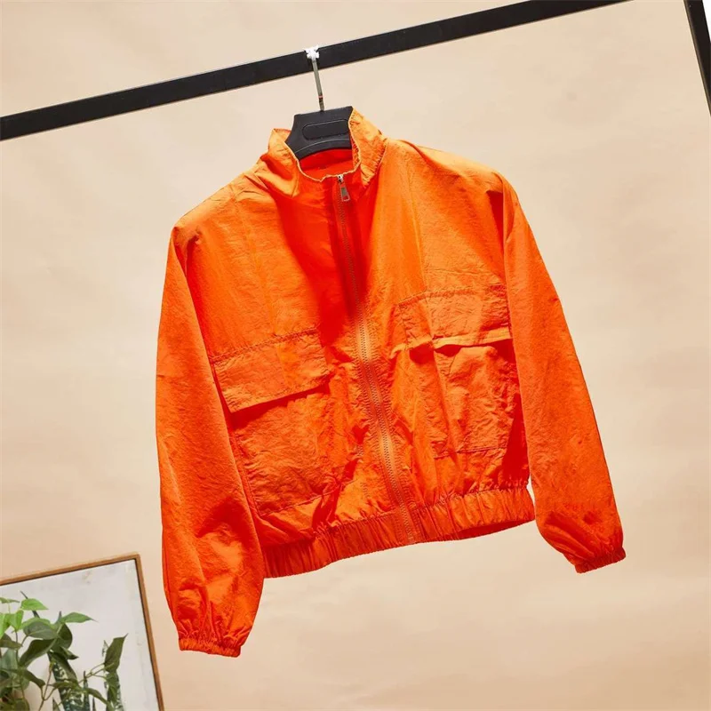 Korean Female Long Sleeved Sunscreen Jacket Summer Women Leisure Sports Jacket Coat Solid Thin Ladies Outwear Sunscreen Clothing
