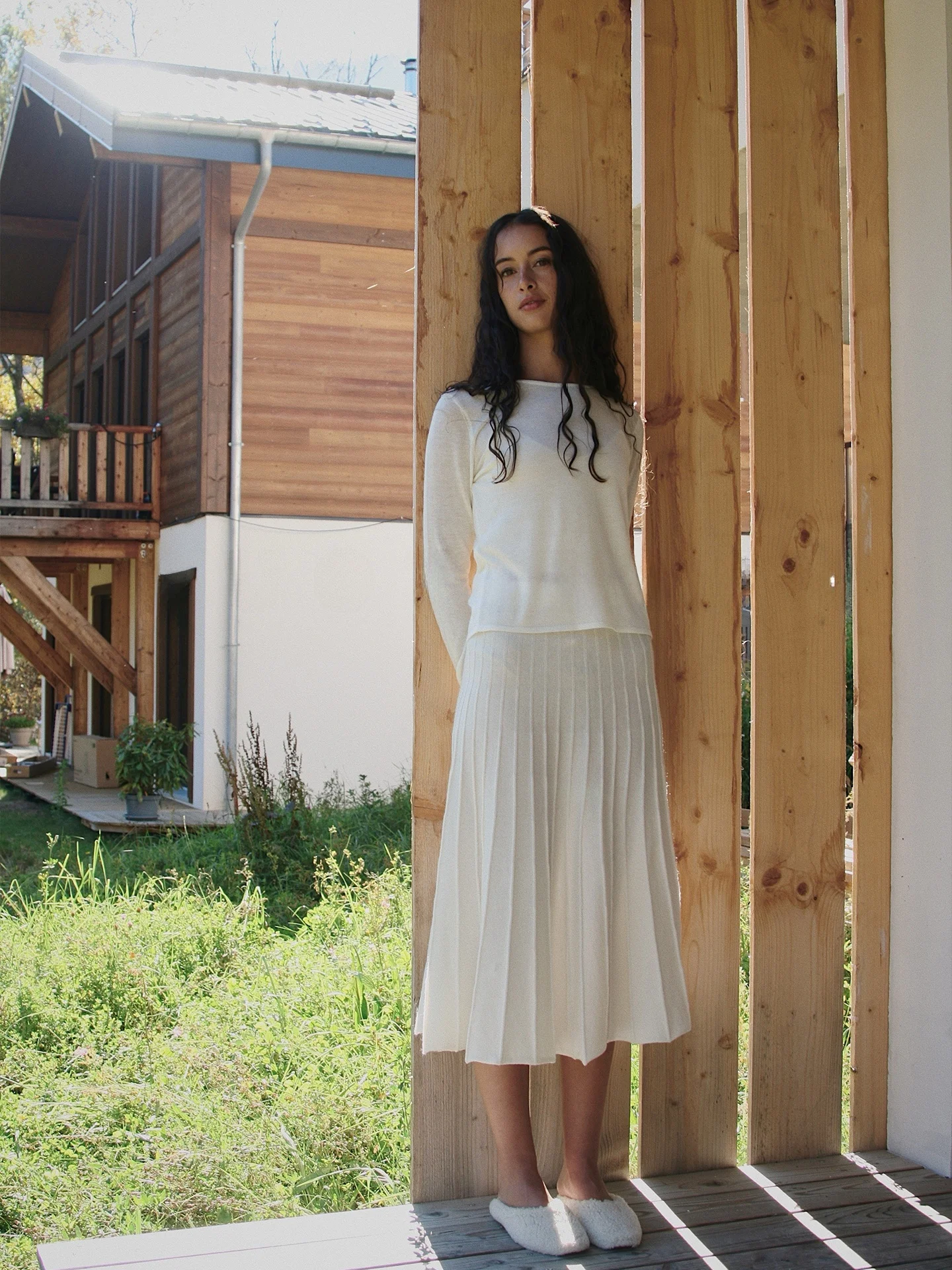 

Женский вязаный топ Quotidien свободного кроя с круглым вырезом из водорастворимой шерсти и дышащего шелка, с длинными рукавами, приятный к коже, модный