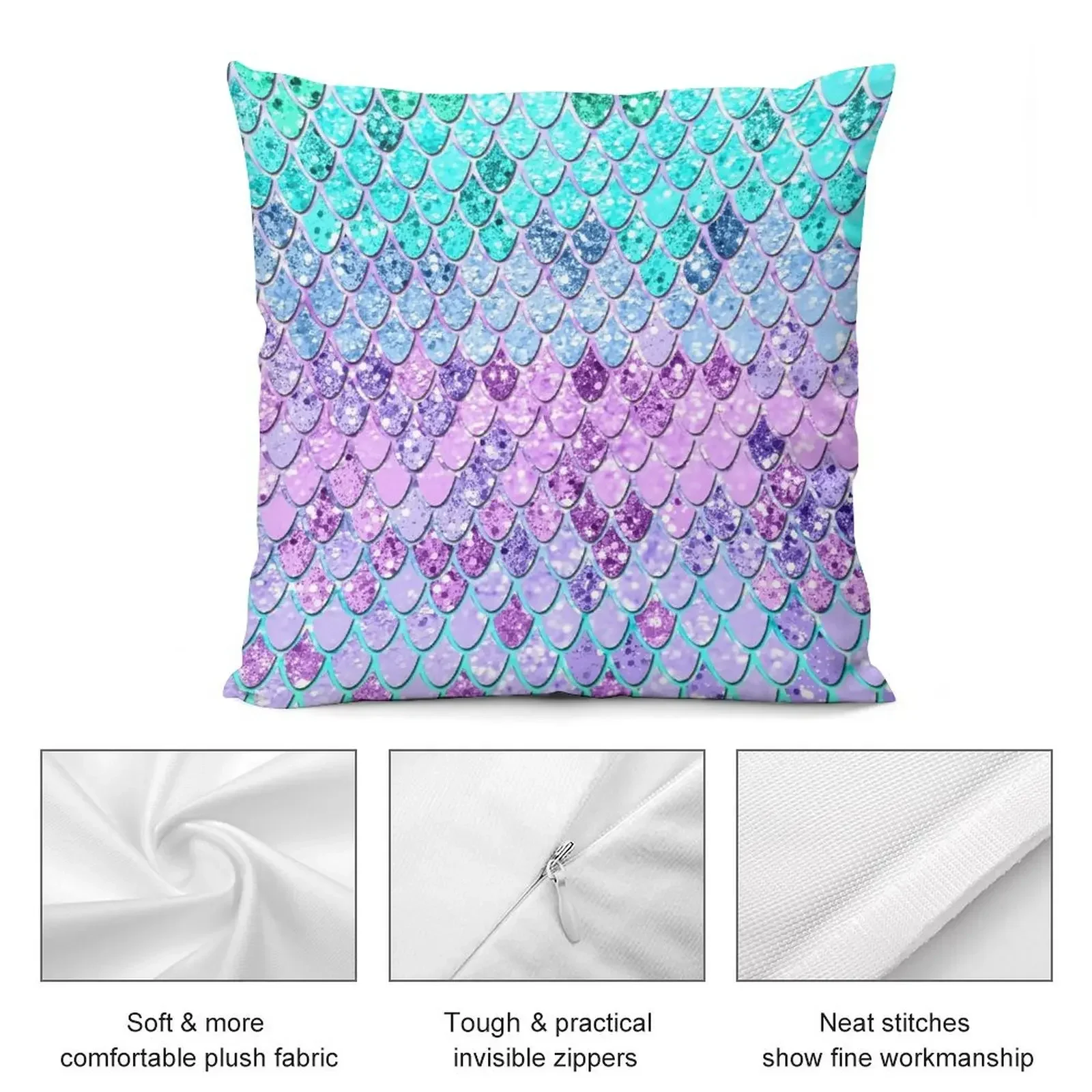 Mermaid Scales with Unicorn Girls Glam #9 (Photo of Glitter Only - Not Reflective) Throw Pillow New year luxury decor pillow